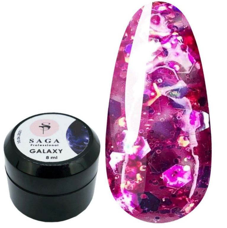 007 SAGA Galaxy Glitter Gel with Holographic Raspberry Glitter 8ml